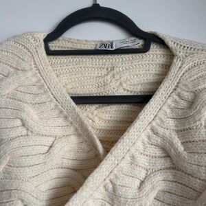Zara Cable Cream Wrap Sweater
